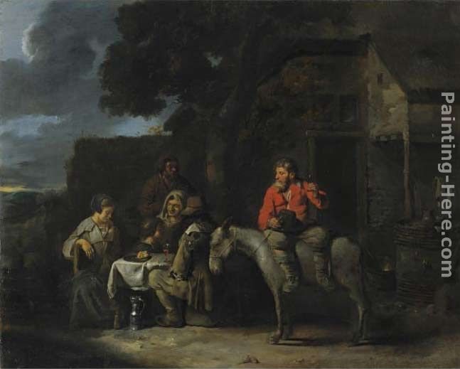 Sebastien Bourdon Peasants Outside An Inn